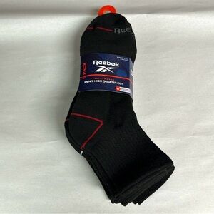 New Reebok Socks Men’s 6 Pair Black High Quarter Cut Socks Casual Activewear